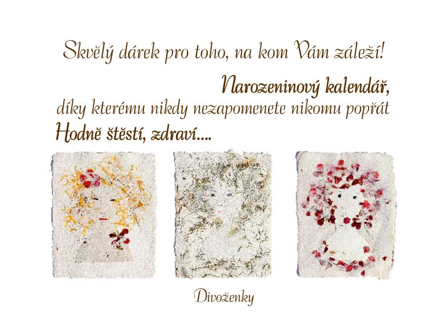 Kalendář Narozeninový s obrazy Divoženek